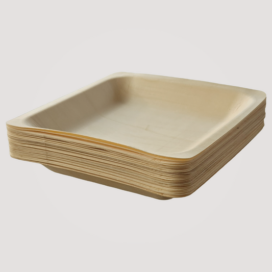 Eco Friendly Square Wooden Plate  4.5" (500 Pack)  like Bamboo and Palm leaf